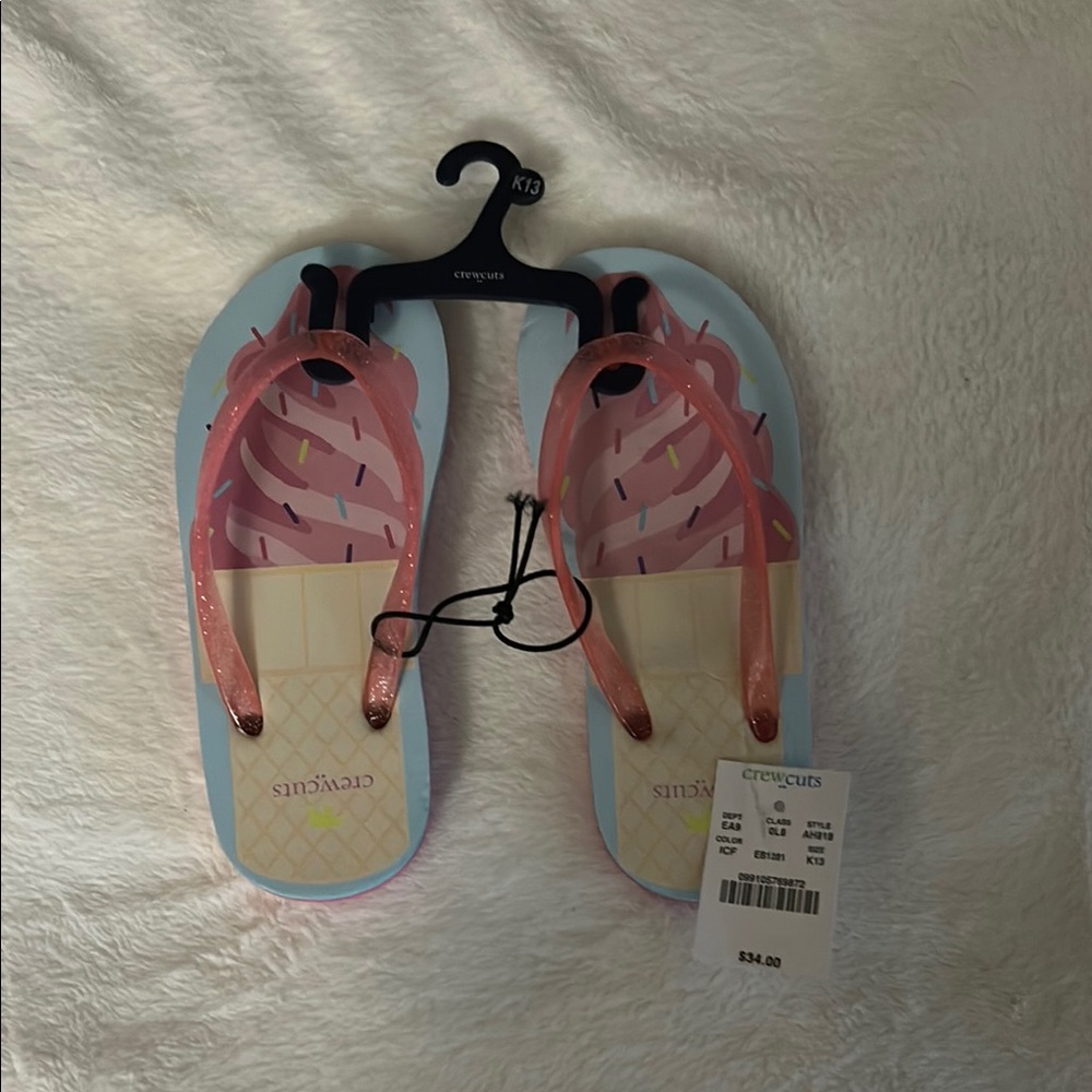 NWT Crewcuts Pink Ice Cream Flip Flops